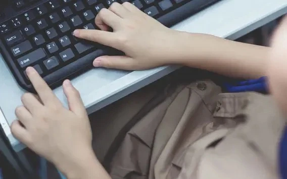 Student on computer